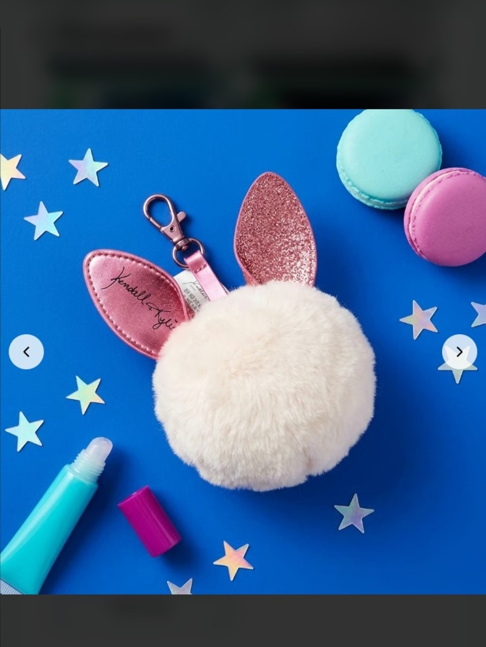 Kendall+Kylie Plush Bunny Pom Keychain with Pink Glitter Ears